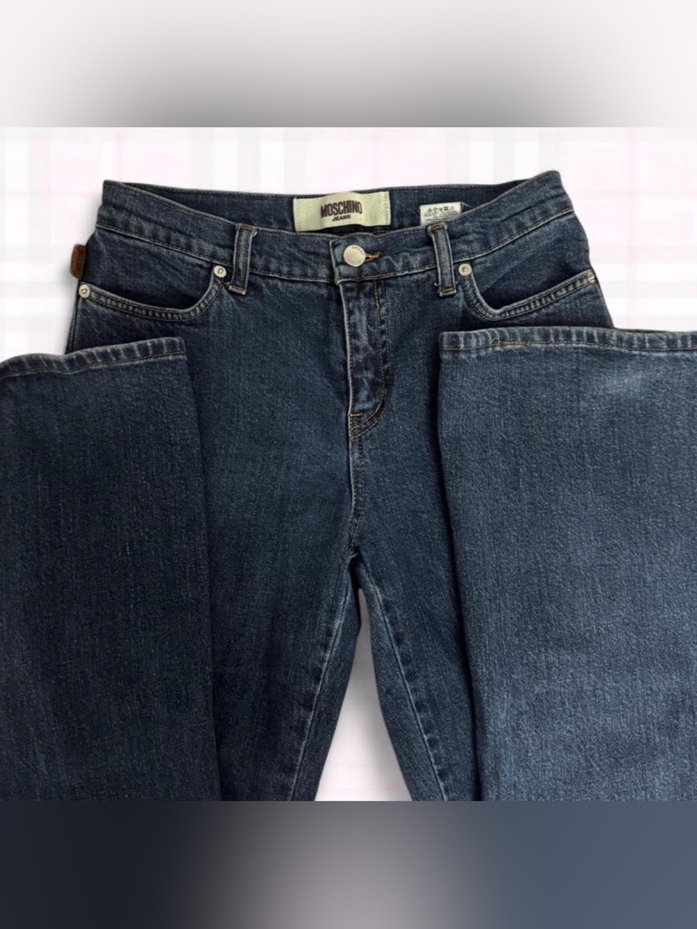 New Never Worn Moschino Women’s Denim Blue High-Rise Straight Jeans Designer